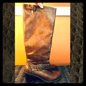 Tall Medium Brown Studded Boots